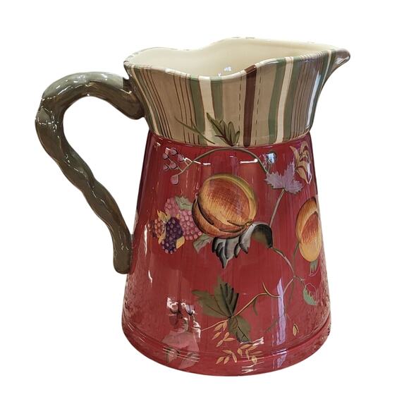 Tracy Porter Octavia Hill Garden Hand Painted Floral Pitcher 9” - Picture 1 of 16